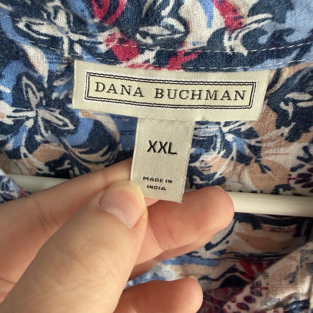 Dana Buchman Linen Blend Button Up Tank Blouse Multicolor Women's Size XXL Boho - Picture 3 of 5